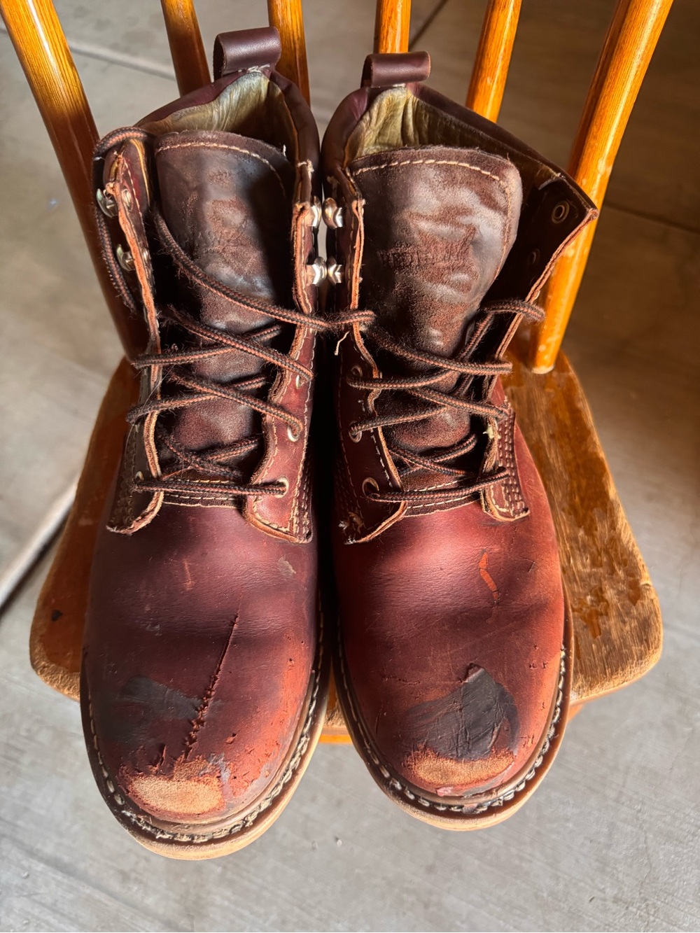 Men's Brown Leather Work Boots. Red Hawk